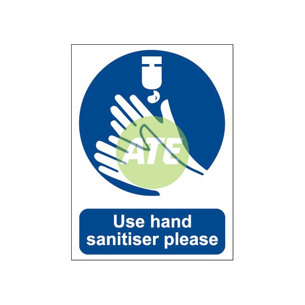 Use Hand Sanitiser 200mm X 150mm Self Adhesive Vinyl