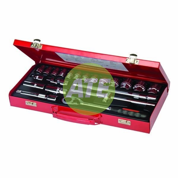 Socket Wrench 21Pce Set 1/2" Drive Metric 