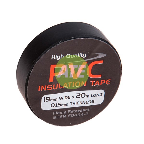 Black Adhesive Insulation Tape 19mm X 20m - 10Pk