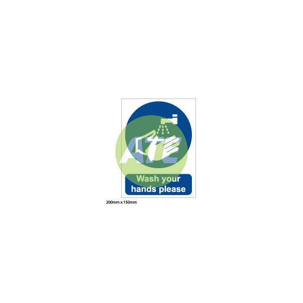 Wash Your Hands Self Adhesive Vinyl Sign 200mm X 150mm