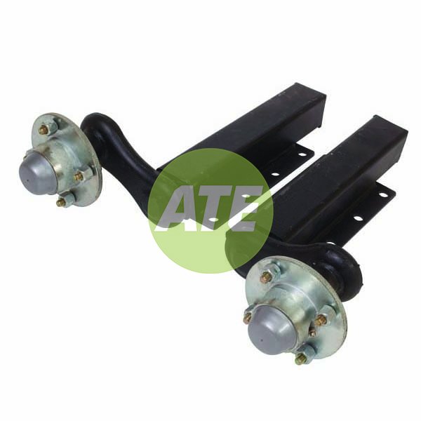 750Kg Rubber Suspension Units With Extended Stub (C/W 4 Stud 4" Unbraked Hubs)