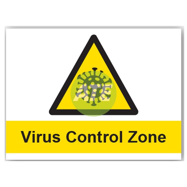 Pvc Sign - Virus Control Zone 400mm X 300mm X 1mm